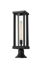 Glenwood 1 Light 7.5" Outdoor Post Mount Fixture in Black, Pier Mount, 6.25" Base
