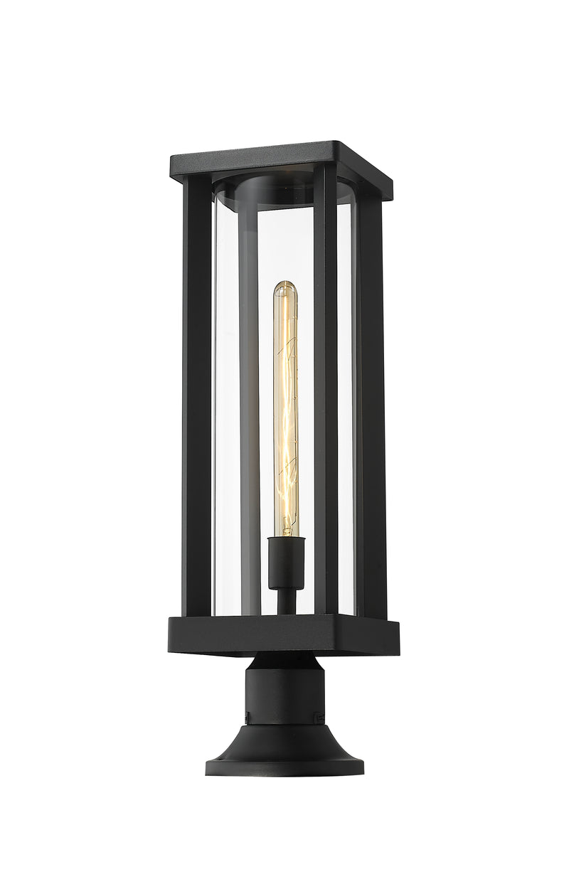 Glenwood 1 Light 7.5" Outdoor Post Mount Fixture in Black, Pier Mount, 6.25" Base