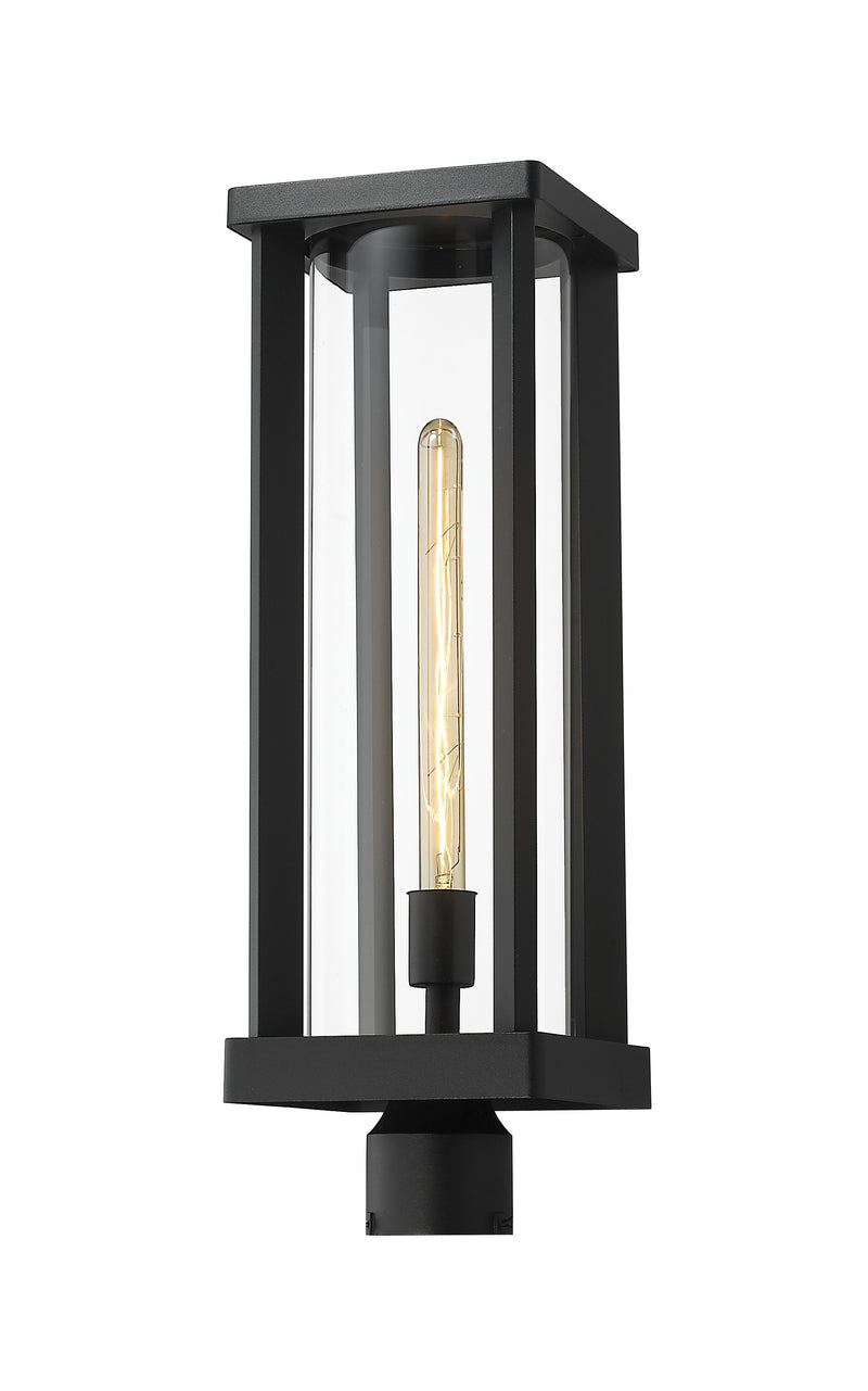 Glenwood 1 Light 7.5" Outdoor Post Mount Fixture in Black, Post Top Only, Round Fitter