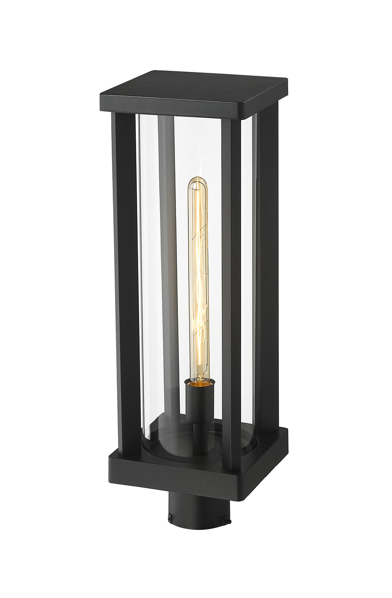 Glenwood 1 Light 7.5" Outdoor Post Mount Fixture in Black, Post Top Only, Round Fitter