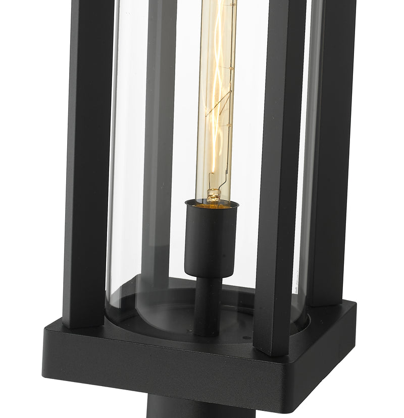 Glenwood 1 Light 7.5" Outdoor Post Mount Fixture in Black, Post Top Only, Round Fitter