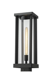Glenwood 1 Light 7.5" Outdoor Post Mount Fixture in Black, Post Top Only, Square Fitter