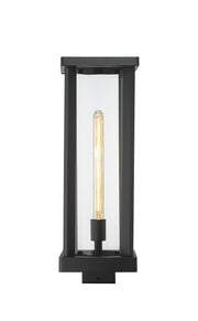 Glenwood 1 Light 7.5" Outdoor Post Mount Fixture in Black, Post Top Only, Square Fitter