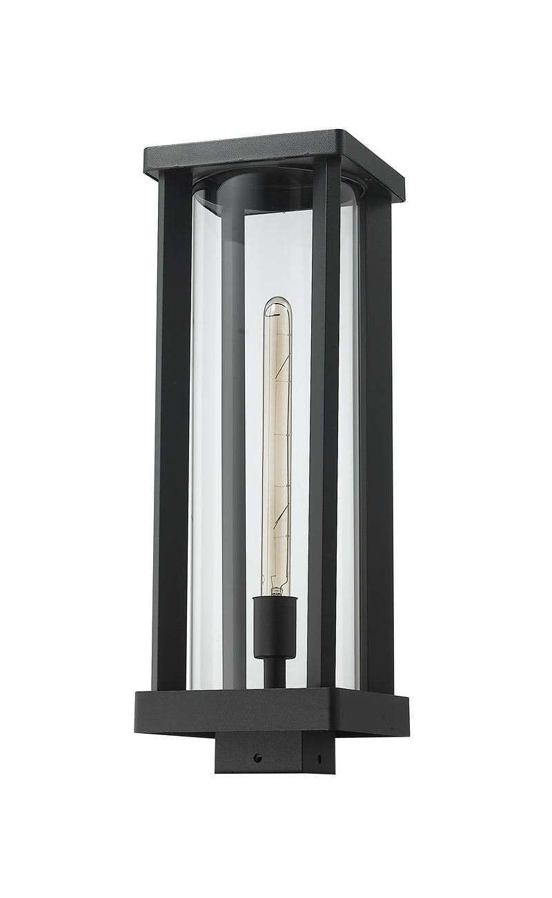 Glenwood 1 Light 7.5" Outdoor Post Mount Fixture in Black, Post Top Only, Square Fitter