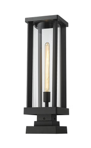 Glenwood 1 Light 7.5" Outdoor Post Mount Fixture in Black, Square Pier Mount