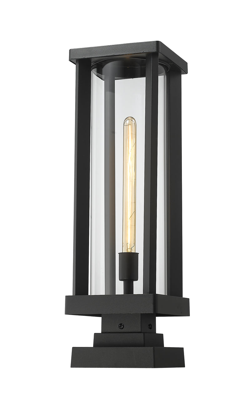 Glenwood 1 Light 7.5" Outdoor Post Mount Fixture in Black, Square Pier Mount