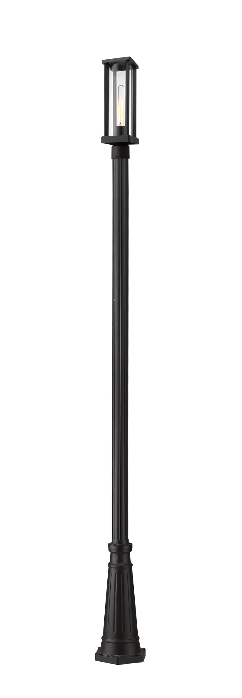 Glenwood 1 Light 5.5" Outdoor Post Mount Fixture in Black, 96" Cast Post, 10" Base