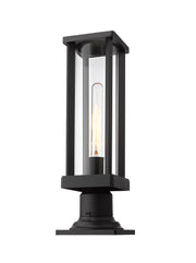 Glenwood 1 Light 5.5" Outdoor Post Mount Fixture in Black, Pier Mount, 6" Base