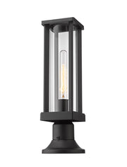 Glenwood 1 Light 5.5" Outdoor Post Mount Fixture in Black, Pier Mount, 6.25" Base