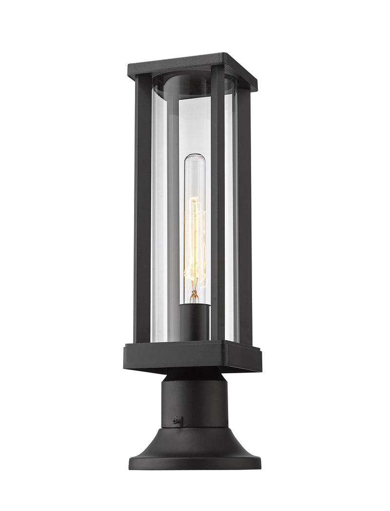 Glenwood 1 Light 5.5" Outdoor Post Mount Fixture in Black, Pier Mount, 6.25" Base