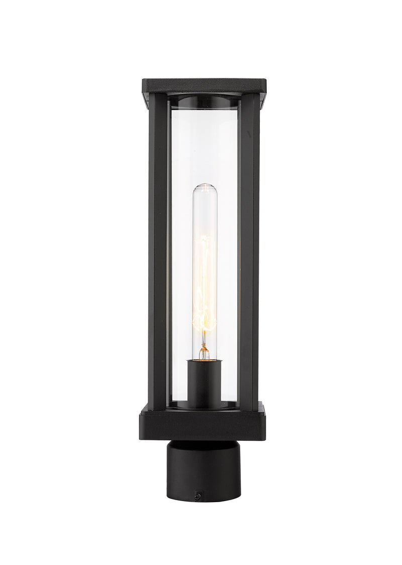 Glenwood 1 Light 5.5" Outdoor Post Mount Fixture in Black, Post Top Only, Round Fitter