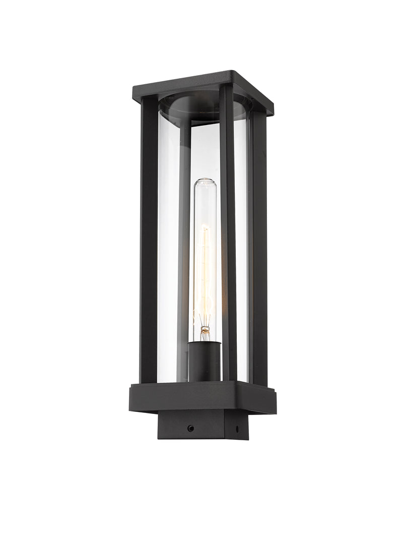 Glenwood 1 Light 5.5" Outdoor Post Mount Fixture in Black, Post Top Only, Square Fitter