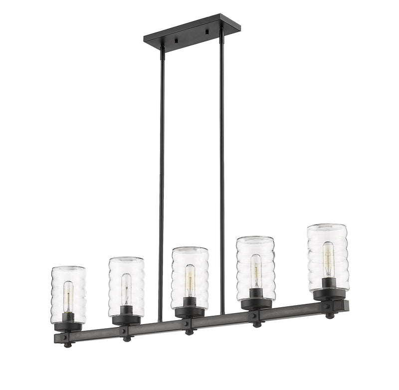 Tahoe 5 Light 42" Outdoor Linear Chandelier in Ashen Barnboard