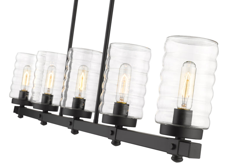 Tahoe 5 Light 42" Outdoor Linear Chandelier in Matte Black