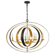 Luna 8 Light 36" Oval Chandelier in English Bronze + Antique Gold