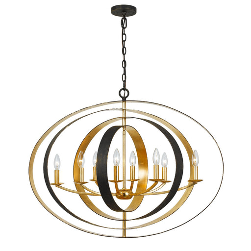 Luna 8 Light 36" Oval Chandelier in English Bronze + Antique Gold