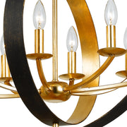 Luna 8 Light 36" Oval Chandelier in English Bronze + Antique Gold