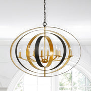 Luna 8 Light 36" Oval Chandelier in English Bronze + Antique Gold in a room setting