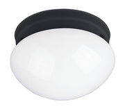 Essentials 7.5" 1 Light White Glass Flush Mount in Black