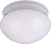 Essentials 7.5" 1 Light White Glass Flush Mount in White