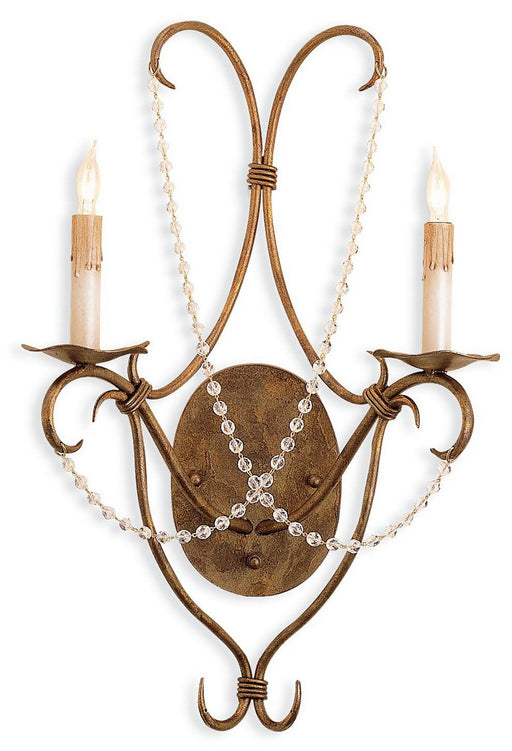 Crystal Lights 2-Light Wall Sconce in Rhine Gold/Clear