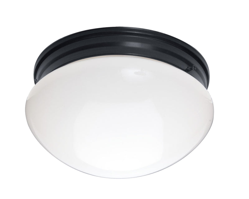Essentials 9" 2 Light White Glass Flush Mount in Black