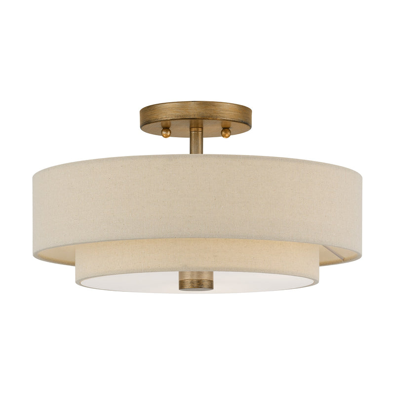 Bellingham 3-Light 15" Semi-Flush Mount in Antique Gold Leaf