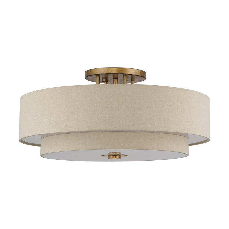 Bellingham 6-Light 30" Semi-Flush Mount in Antique Gold Leaf