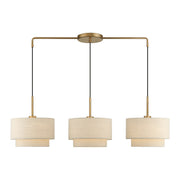 Bellingham 3-Light Large Linear Chandelier in Antique Gold Leaf