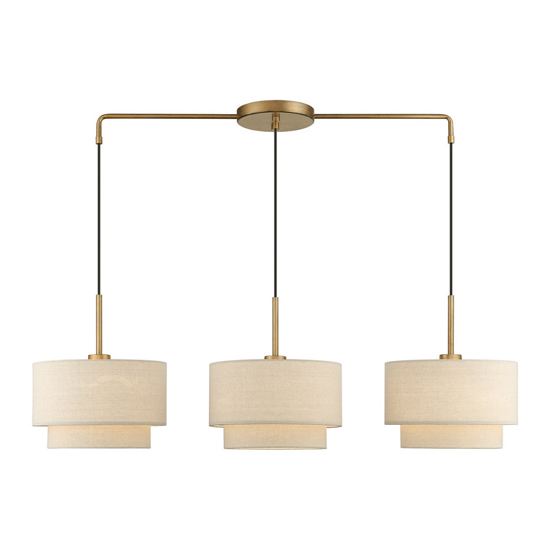 Bellingham 3-Light Large Linear Chandelier in Antique Gold Leaf