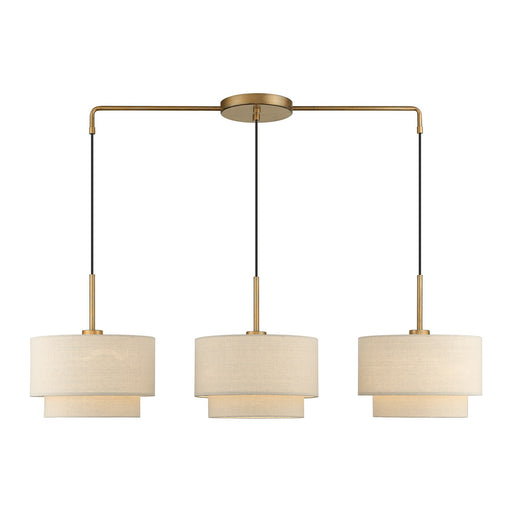 Bellingham 3-Light Large Linear Chandelier in Antique Gold Leaf