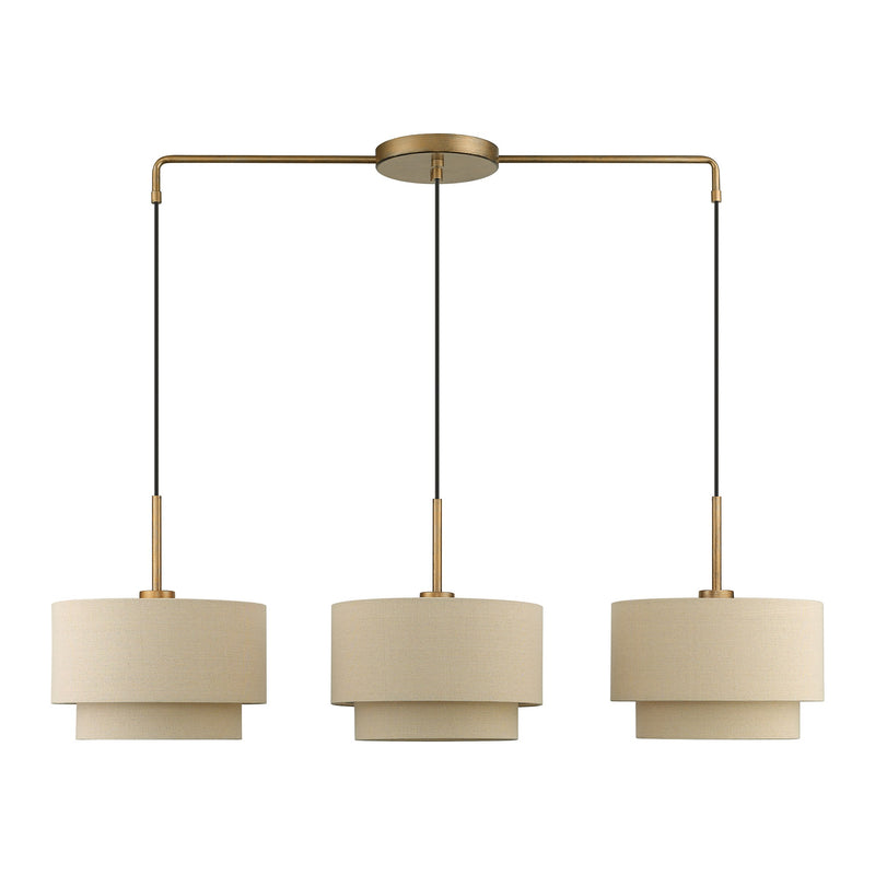 Bellingham 3-Light Large Linear Chandelier in Antique Gold Leaf
