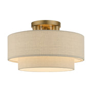 Bellingham 3-Light 15" Tiered Semi-Flush Mount in Antique Gold Leaf