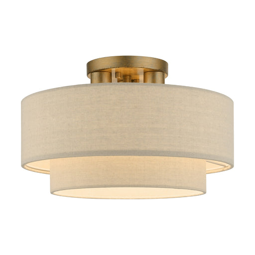 Bellingham 3-Light 15" Tiered Semi-Flush Mount in Antique Gold Leaf