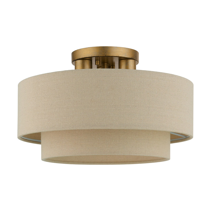 Bellingham 3-Light 15" Tiered Semi-Flush Mount in Antique Gold Leaf