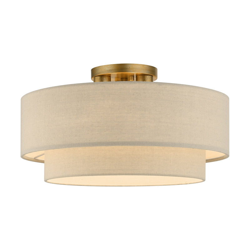 Bellingham 3-Light 18" Tiered Semi-Flush Mount in Antique Gold Leaf