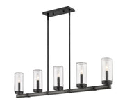 Marlow 5 Light 42" Outdoor Linear Chandelier in Ashen Barnboard