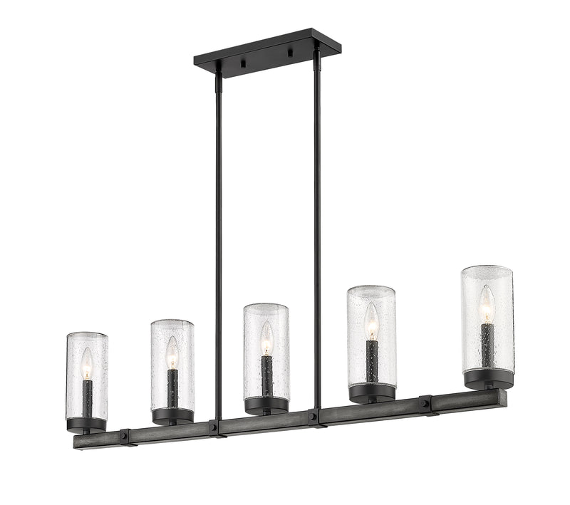 Marlow 5 Light 42" Outdoor Linear Chandelier in Ashen Barnboard