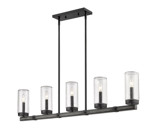 Marlow 5 Light 42" Outdoor Linear Chandelier in Ashen Barnboard