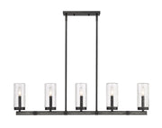 Marlow 5 Light 42" Outdoor Linear Chandelier in Ashen Barnboard