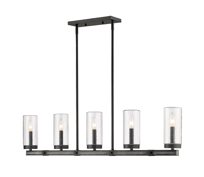 Marlow 5 Light 42" Outdoor Linear Chandelier in Ashen Barnboard