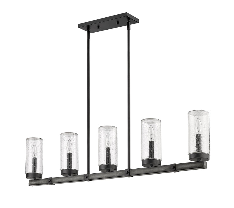 Marlow 5 Light 42" Outdoor Linear Chandelier in Ashen Barnboard