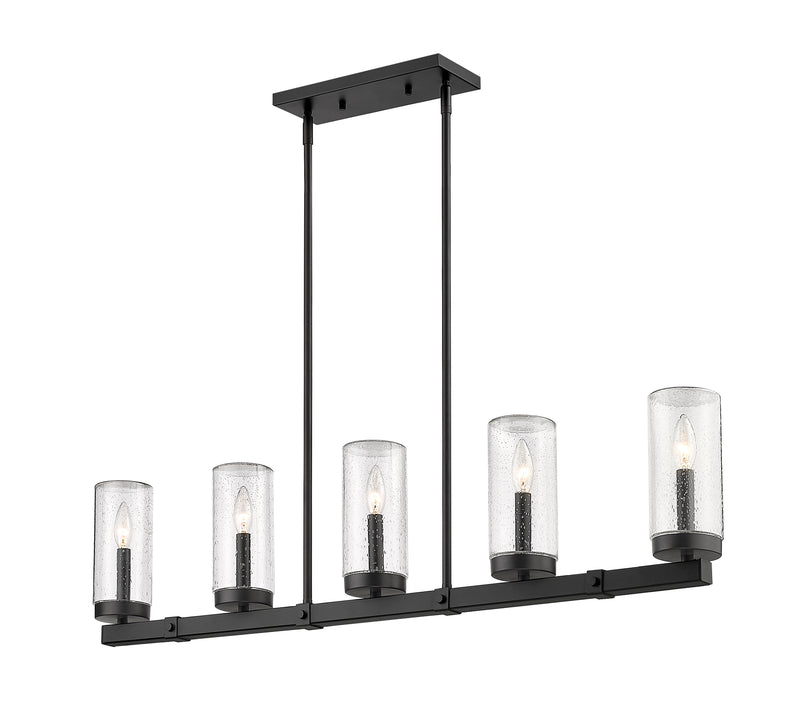 Marlow 5 Light 42" Outdoor Linear Chandelier in Matte Black