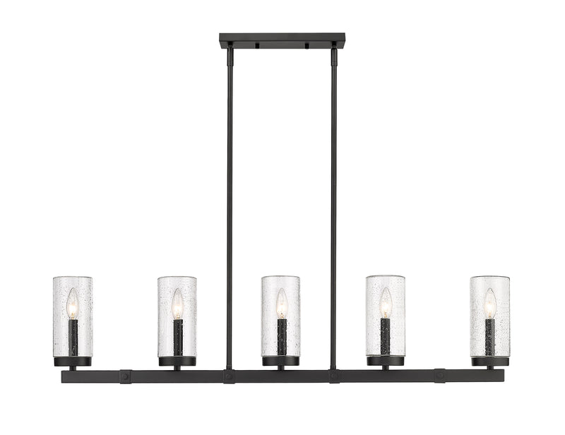Marlow 5 Light 42" Outdoor Linear Chandelier in Matte Black
