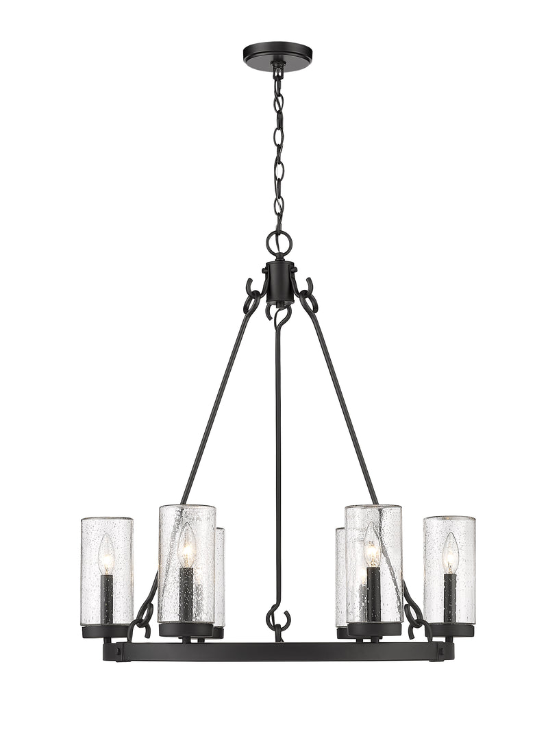 Marlow 6 Light 27.5" Outdoor Chandelier in Matte Black