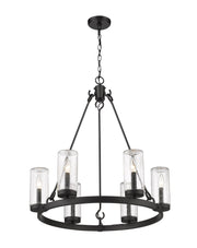 Marlow 6 Light 27.5" Outdoor Chandelier in Matte Black