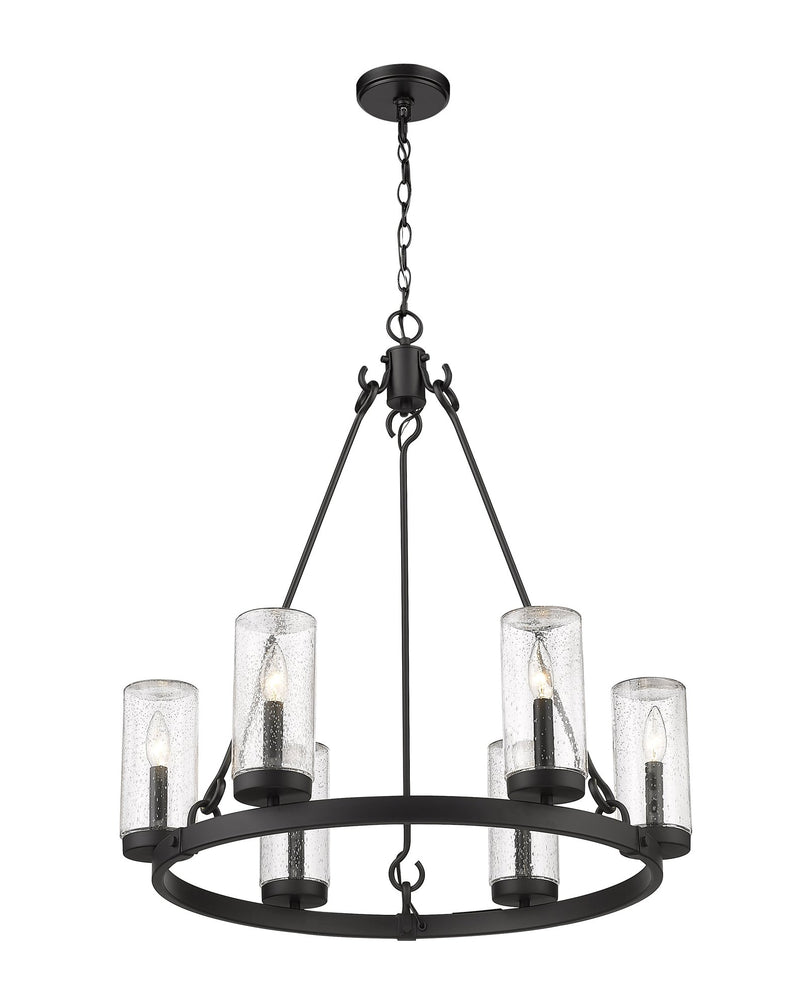 Marlow 6 Light 27.5" Outdoor Chandelier in Matte Black