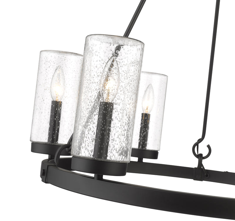 Marlow 6 Light 27.5" Outdoor Chandelier in Matte Black