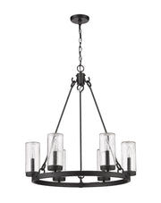 Marlow 6 Light 27.5" Outdoor Chandelier in Matte Black