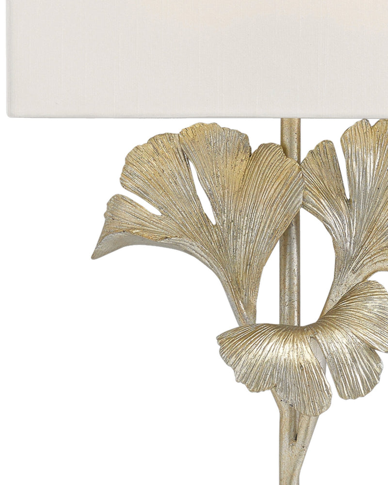 Gingko Wall Sconce in Distressed Silver Leaf